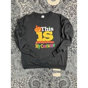 Vintage Peacock Womens This Is My Halloween Costume Black Crewneck Sweater Sz XL